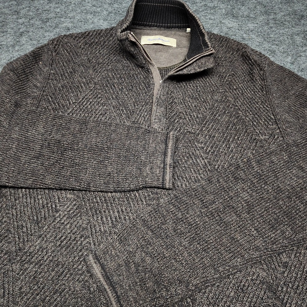 Tommy Bahama Mens Brown Pima Cotton 1/4 Zip Mock Neck Sweater Large